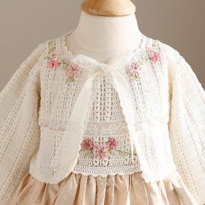 Girl's Dupioni Silk and 100% Cotton Sweater Dress Set 12/18 Months GORGEOUS NEW